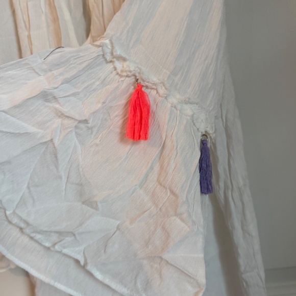 Surf Gypsy White Tassel off Shoulder Cover Up Dress MEDIUM - Picture 8 of 15